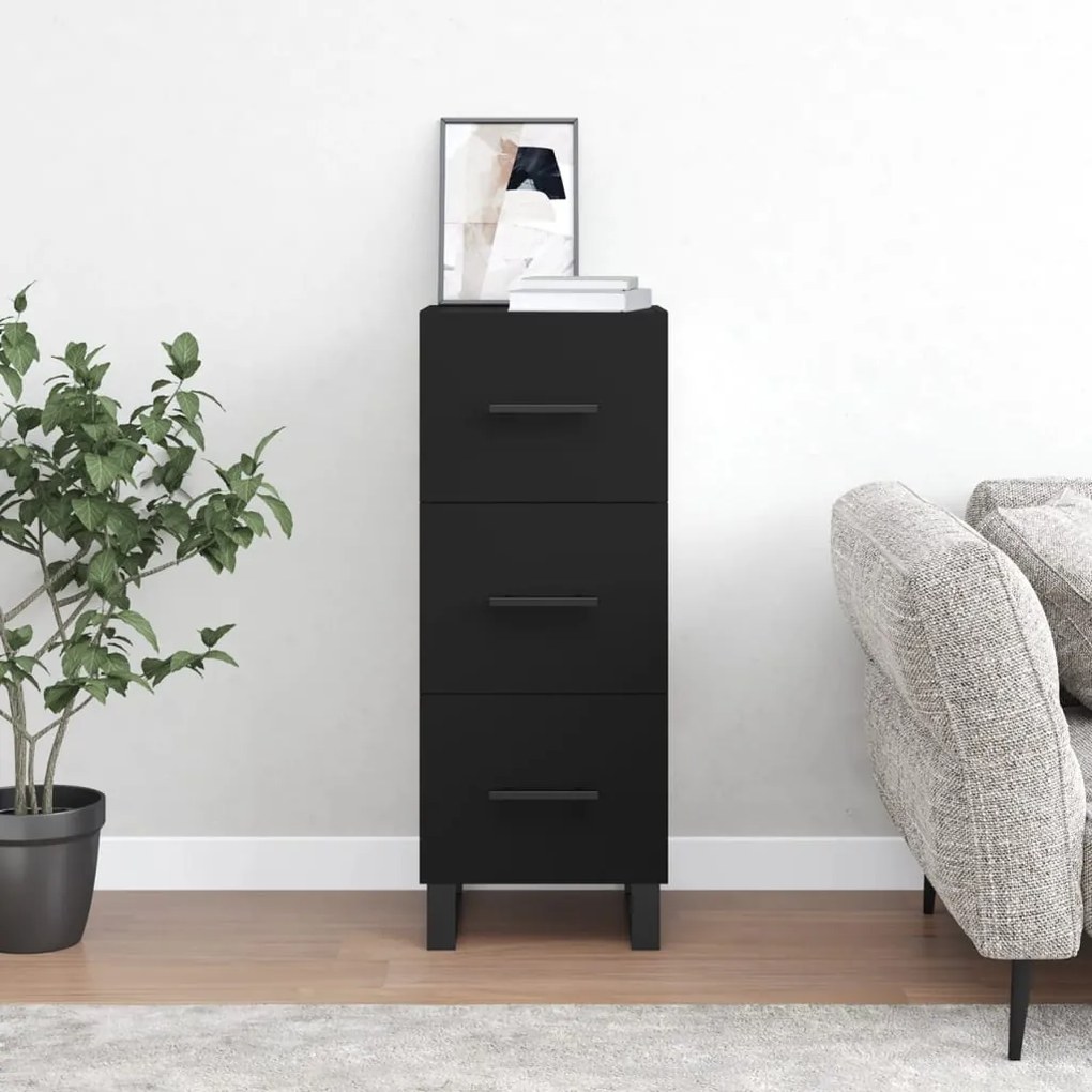 828629 vidaXL Servantă, negru, 34,5x34x90 cm, lemn compozit