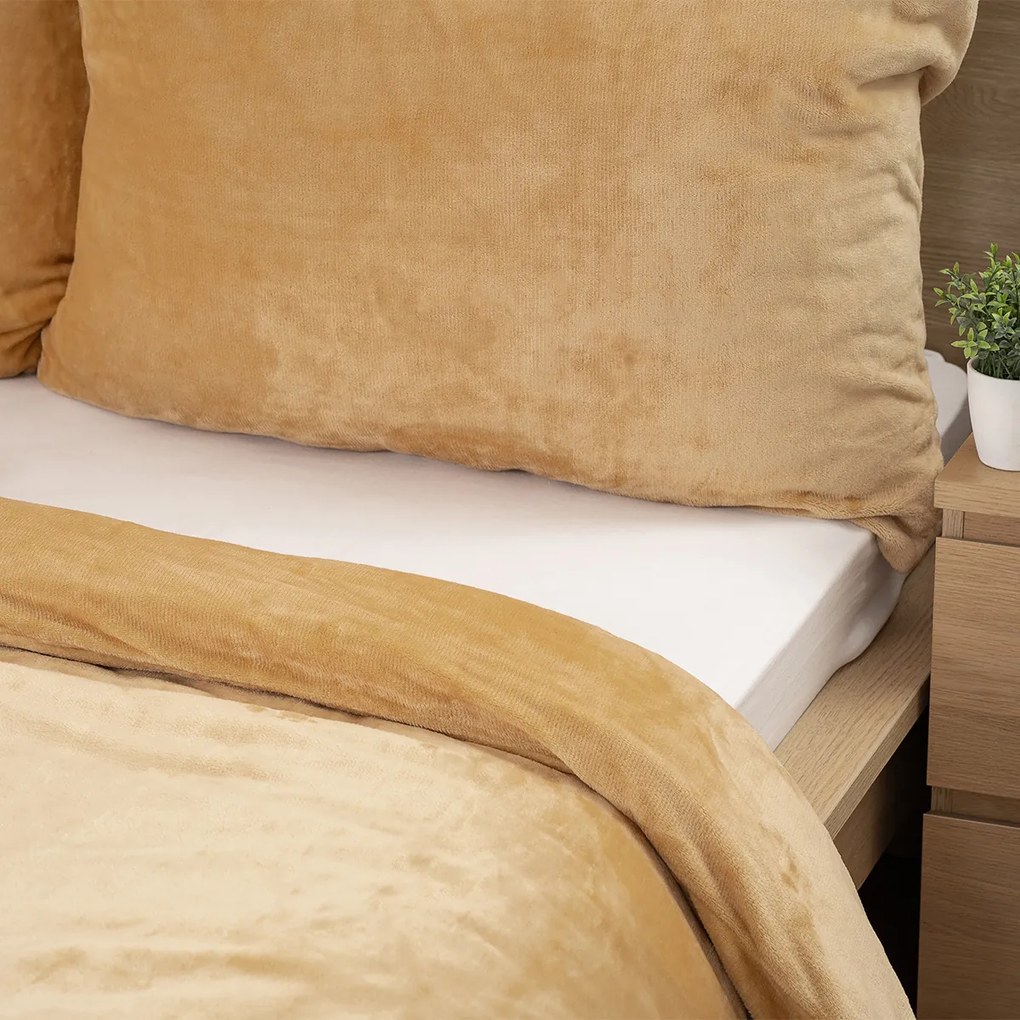 Lenjerie de pat din microflanel 4Home bej, 140 x 200 cm, 70 x 90 cm