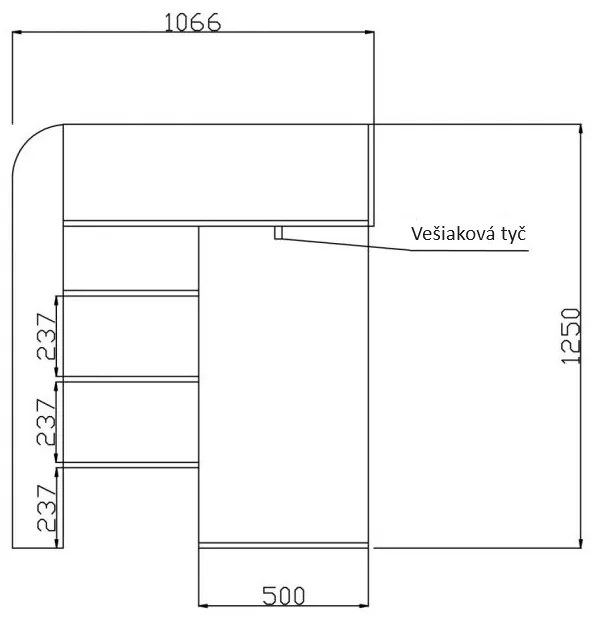 Pat pentru copii combinat 90 cm Kesa 1 (beton + alb mat). 1085822
