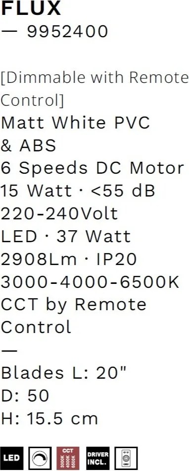 Lustra LED cu ventilator si telecomanda FLUX