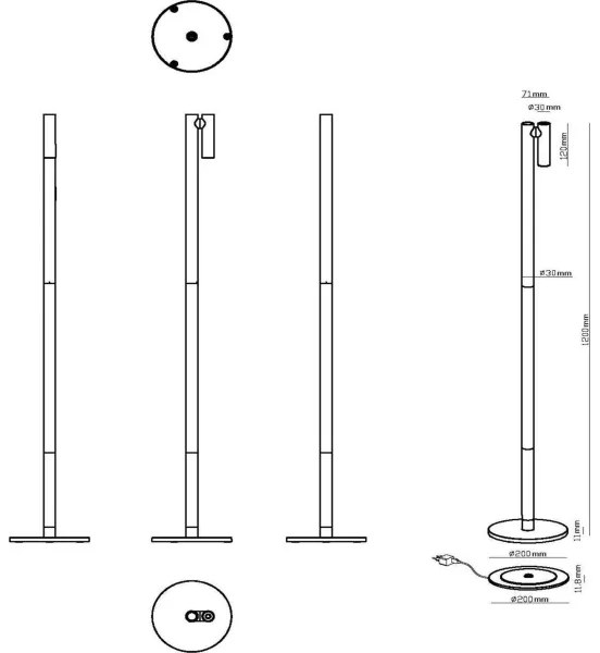 Lampadar LED reîncărcabil dimabil de exterior Lucide 27703/02/30 ANTRIM LED/2,2W/4V IP54 negru