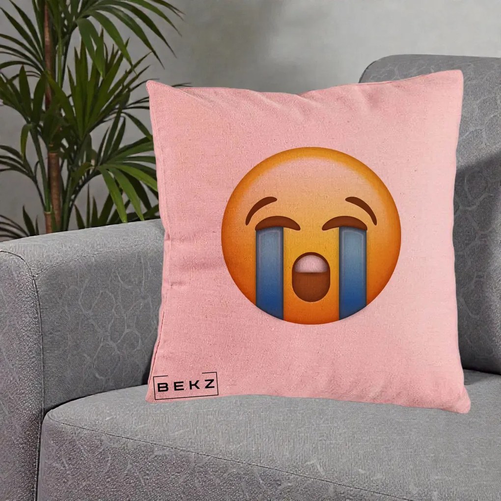Perna Decorativa Emoji Plange, 40x40 cm, Roz, Husa Detasabila, Perna Inclusa, BEKZ®