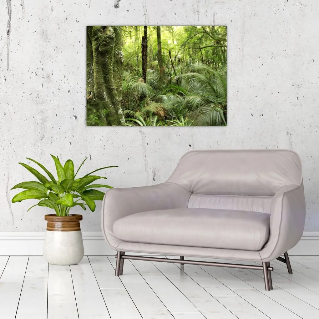 Tablou pe sticlă - Pădure tropicală (70x50 cm)