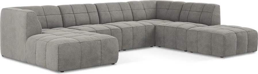 Colțar gri cu tapițerie din catifea (în formă de "U") Aloha – Makamii