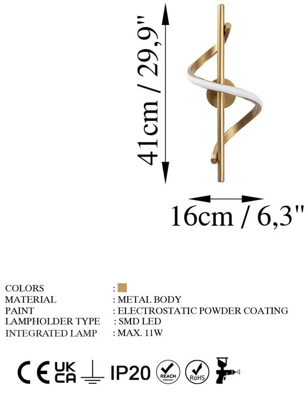 Aplică de perete alămie LED Likma – Opviq lights