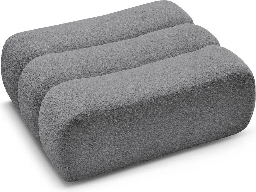 Taburet gri cu tapițerie din țesătură bouclé Azra – Bobochic Paris