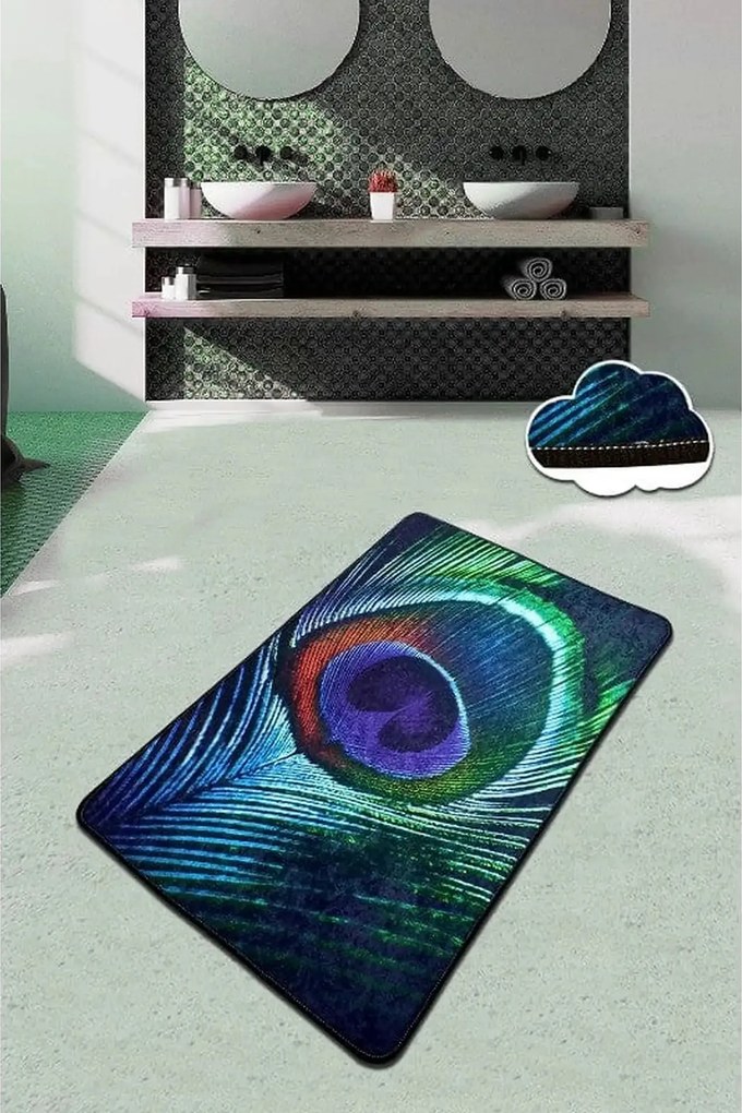 Covoras baie PEACOCK, 80x100 cm, forma dreptunghiulara, poliester, mul