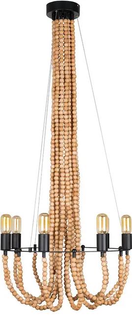 Candelabru din fier si margele lemn cu 7 becuri Beads Dutchbone