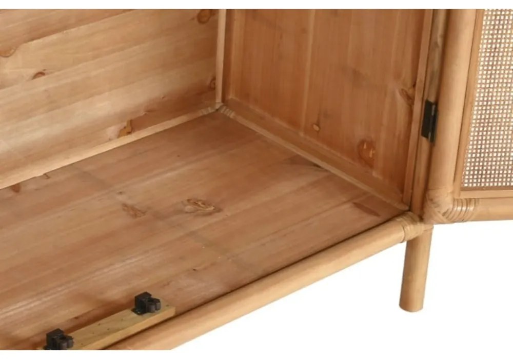 Bufet natur din lemn masiv si rattan, Cajon