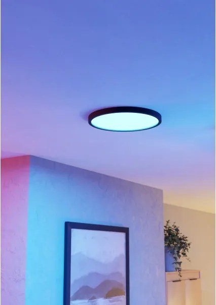 Eglo 901725 - Plafonieră LED RGBW reglabilă pentru baie FUEVA-Z LED/17,5W/230V 38,9 cm IP44 negru