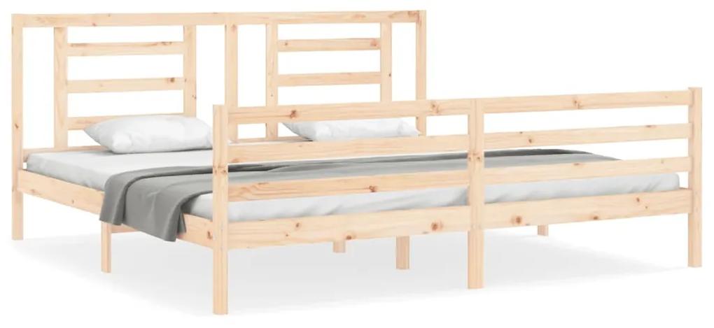 3194721 vidaXL Cadru pat cu tăblie 200x200 cm, lemn masiv de pin