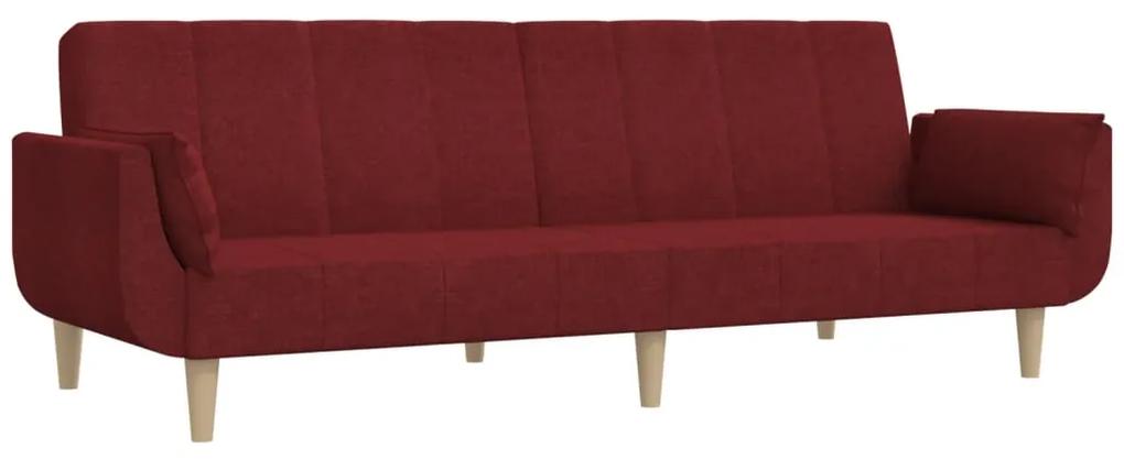 Canapea extensibila cu 2 locuri, 2 perne, rosu vin, textil Bordo, Fara scaunel pentru picioare Fara scaunel pentru picioare