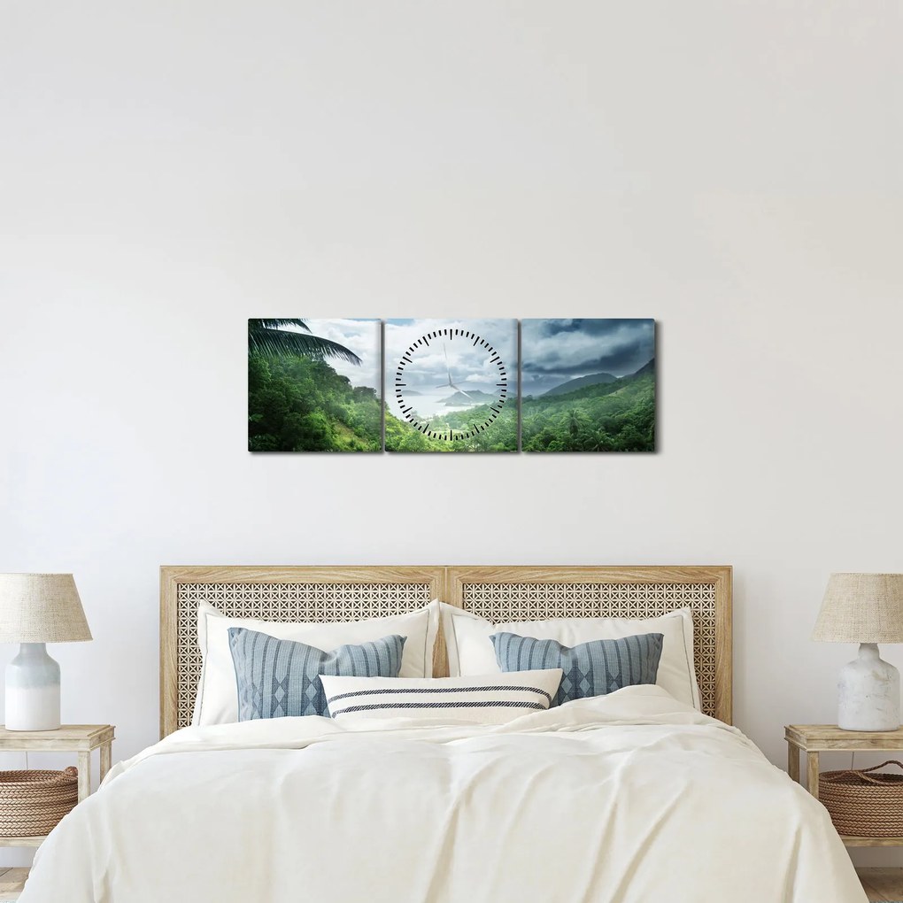 Tablou -Jungla din Seychelles (cu ceas) (90x30 cm)