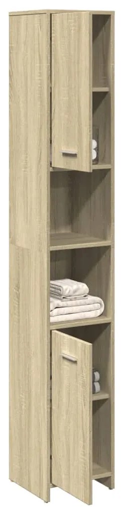 vidaXL Dulap de baie, stejar sonoma, 30x30x183,5 cm, PAL