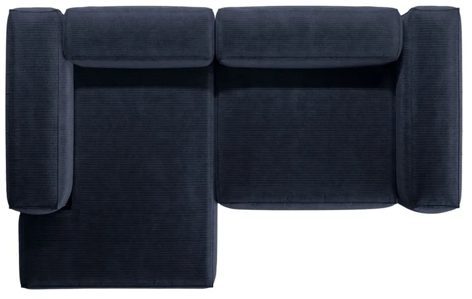 Colțar albastru închis cu tapițerie din catifea reiată (cu colț pe partea stângă/cu șezlong) Bergamo – Cosmopolitan Design