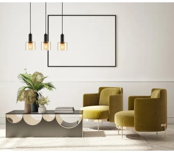 Lustră pe cablu SANTIA 3xE27/40W/230V negru ITALUX PND-65342-3-BK+AMB