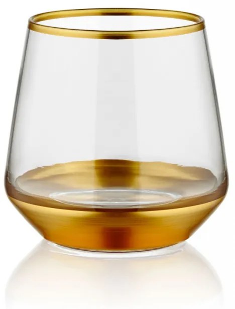 Set 6 Pahare 250 ml, Sticla, GLM0012, Transparent / Auriu