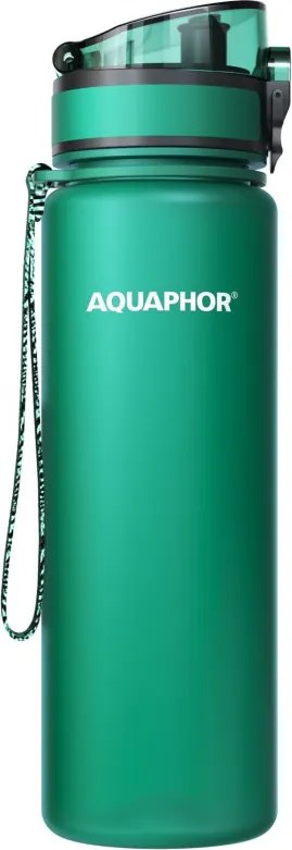 Sticla cu filtru pentru apa Aquaphor City 160045, 500 ml, Tritan, Carbune activ, Aqualen, Capac cu inchidere, Verde inchis