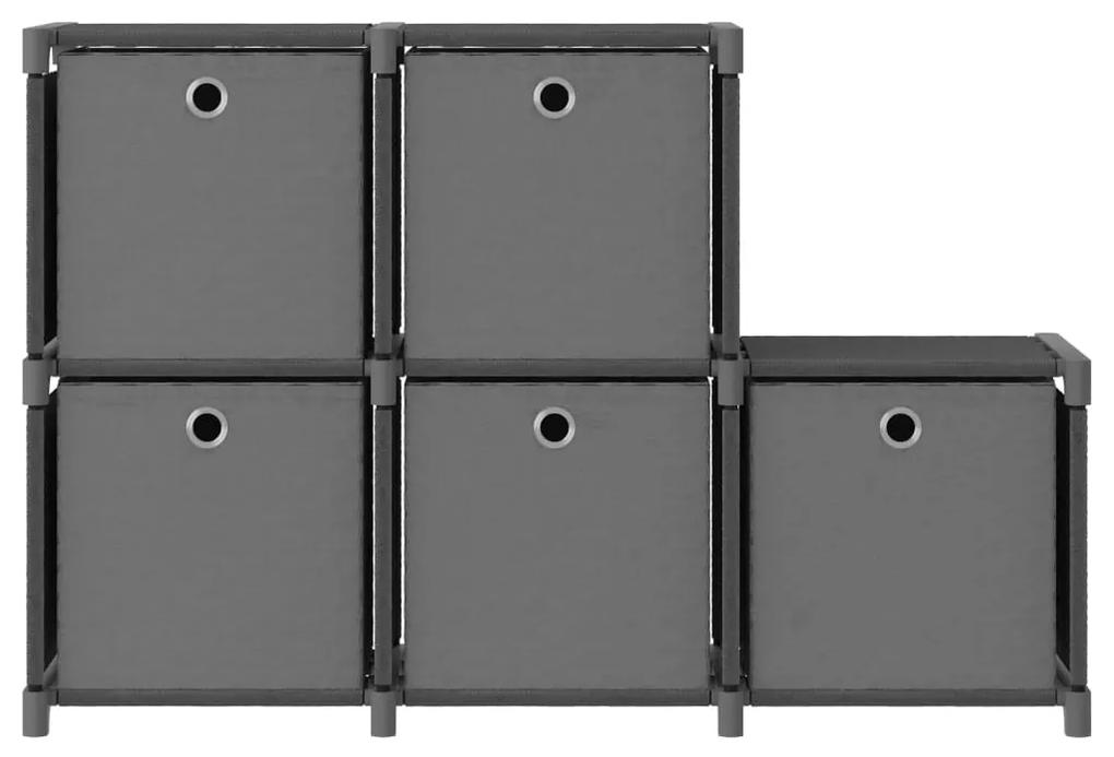 322605 vidaXL Raft 5 cuburi cu cutii, gri, 103x30x72,5 cm, material textil