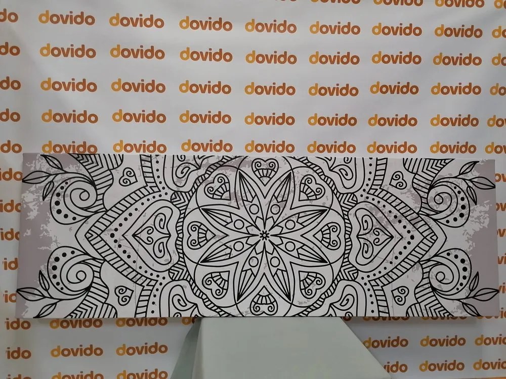 Tablou Mandala cu atingere antică în design alb-negru