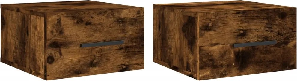 vidaXL Noptiere de perete, 2 buc., stejar afumat, 35x35x20 cm