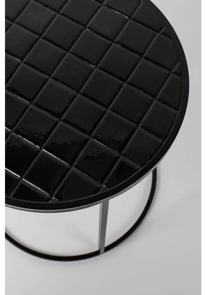Masuta de cafea rotunda ceramica neagra Glazed