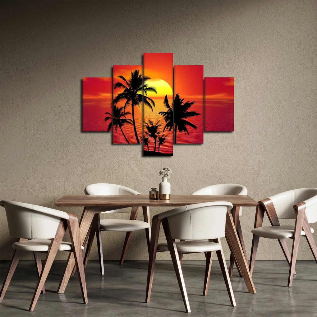 Tablou - Silueta insulei cu palmieri (150x105 cm)