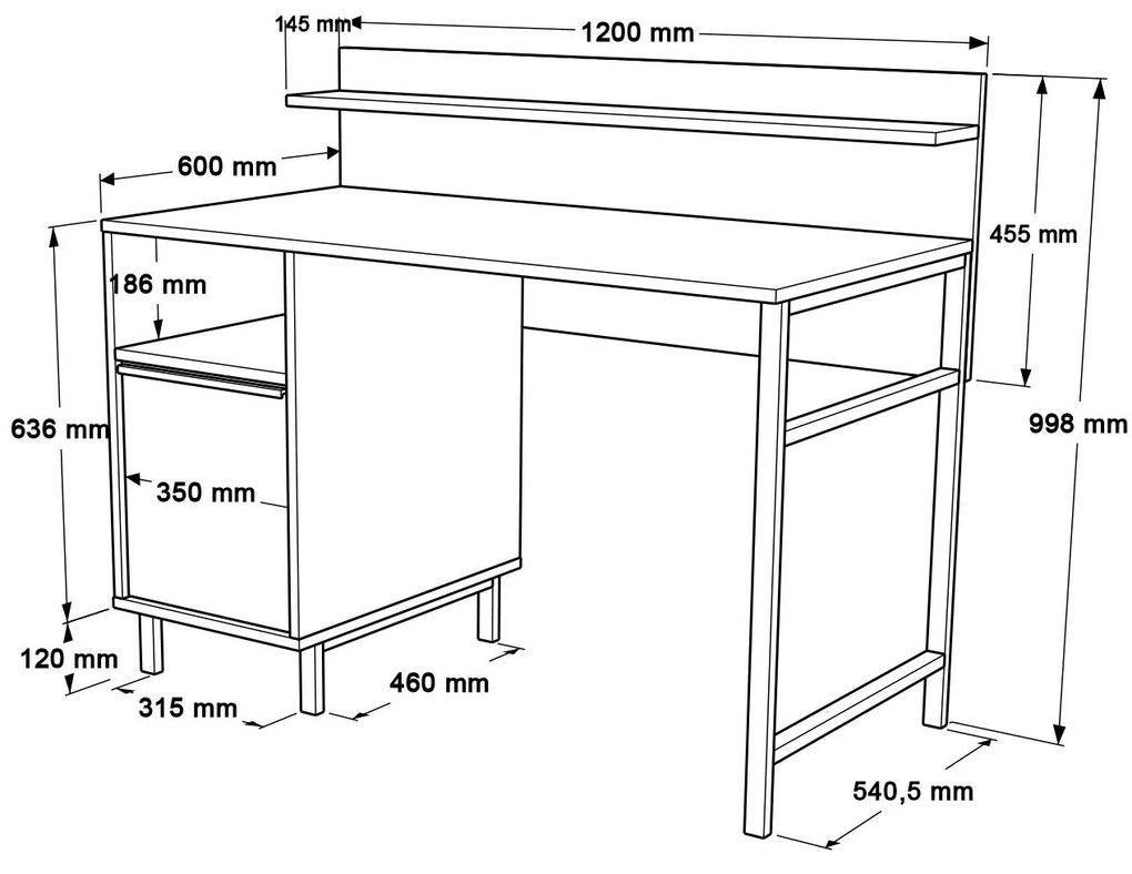 Masă de scris Onaferra 16 (Nuc + Stejar + negru). 1106640