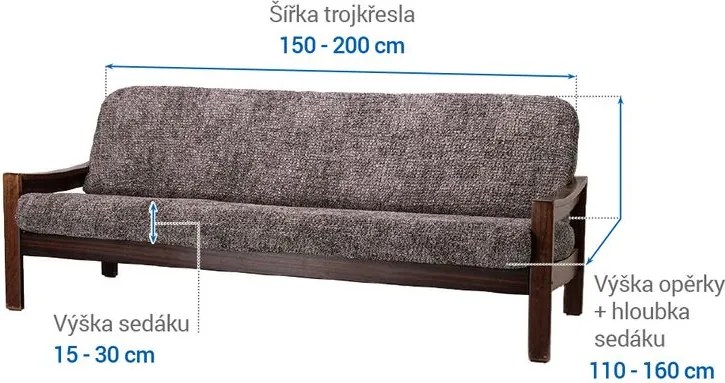 Gaico Huse bielastice MARMO maro 3fotoliu cu manere de lemn (l. 150 - 200 cm)