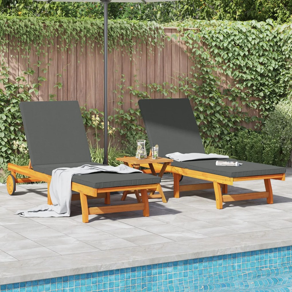 vidaXL Șezlong 2 pcs Maro 63 x 199 x 85cm Lemn masiv de acacia