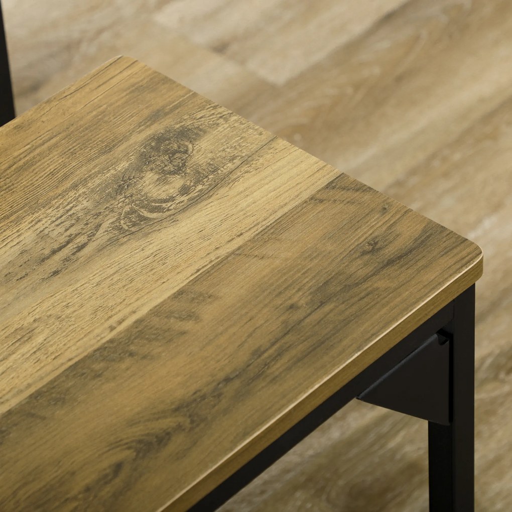 HOMCOM Set de masă cu 2 bănci cadru din oțel pentru 4 persoane pentru bucătărie sală de mese salon natural și neagră | Aosom Romania