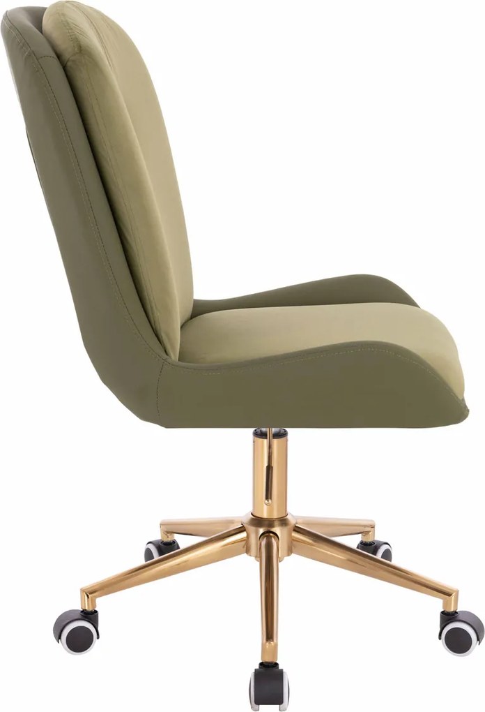 HR690K Scaun Velvet&amp;soft Piele Pu Măsline/Khaki Bază Aurie