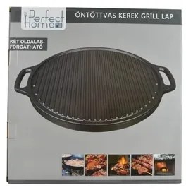 Placa grill BBQ față dublă 45cm rotunda, fonta Perfect Home 12972