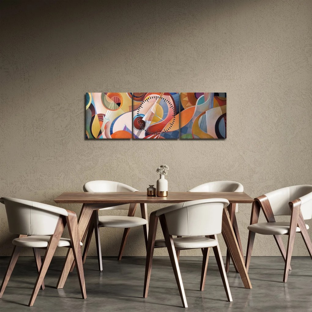 Tablou - Abstract muzical (cu ceas) (90x30 cm)