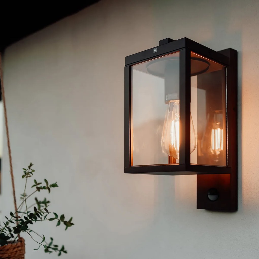 Lampa de perete exterioară maro ruginiu cu senzor de mișcare IP44 - Charlois