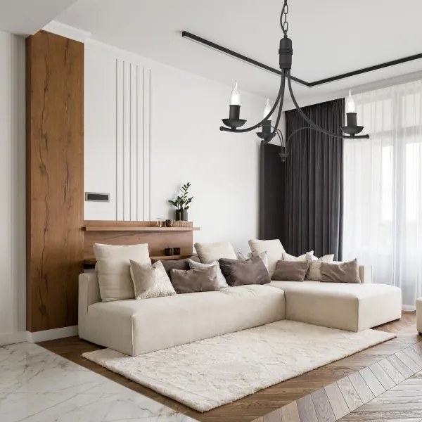 Lustră pe lanț LUCY 3xE14/60W/230V negru