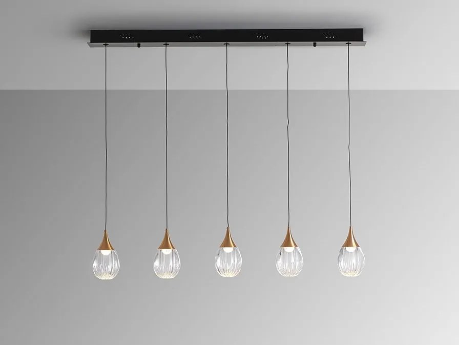 Lustra LED dimabila design modern Corina 5L negru/cupru