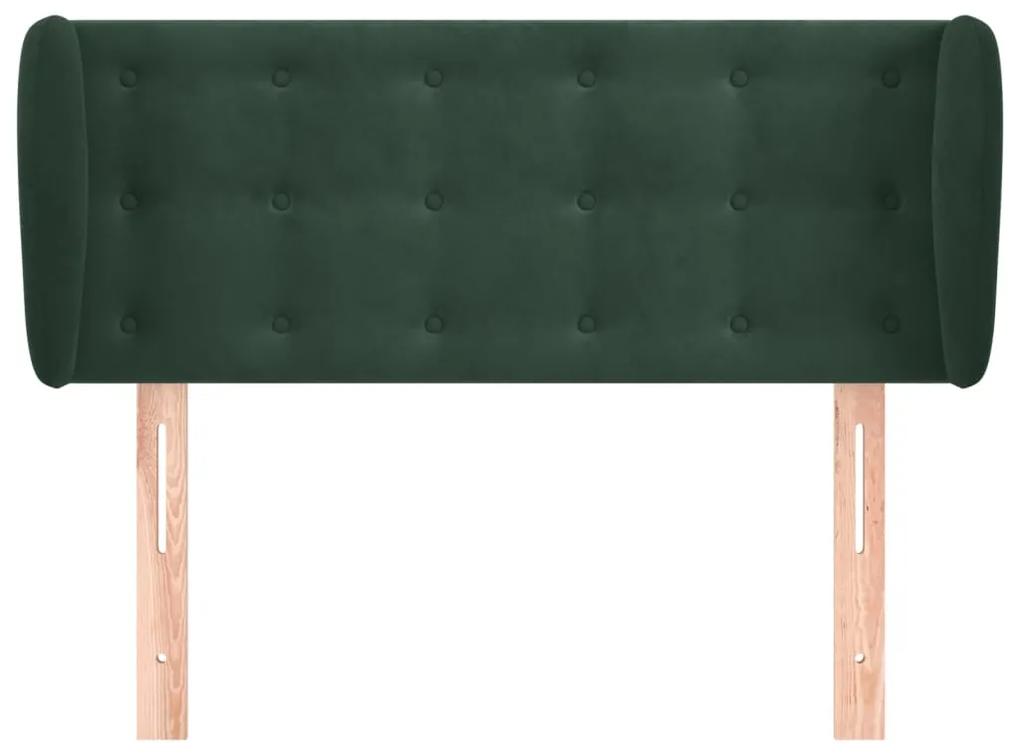 Tablie de pat cu aripioare verde inchis 103x23x78 88 cm catifea 1, Verde inchis, 103 x 23 x 78 88 cm