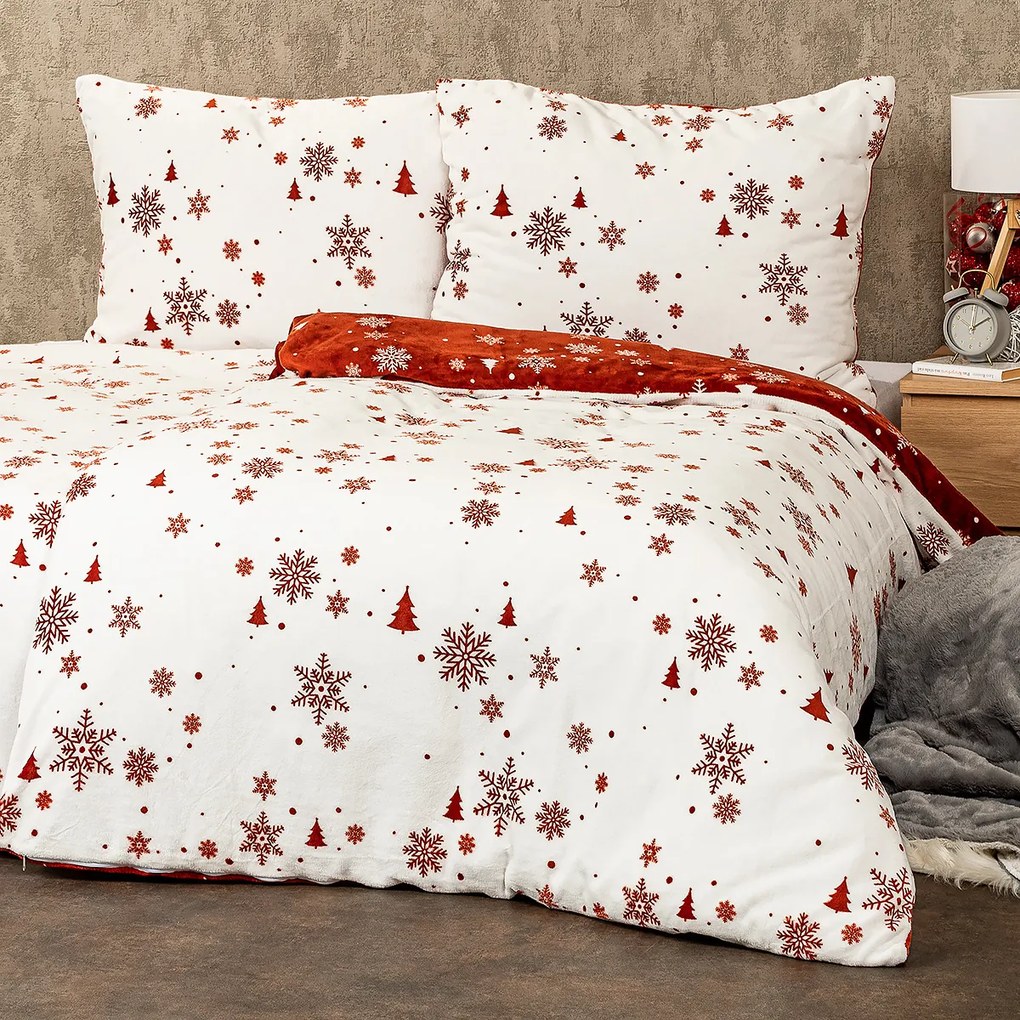 Lenjerie de pat micro-flanelă 4Home Happy winter, 160 x 200 cm, 70 x 80 cm