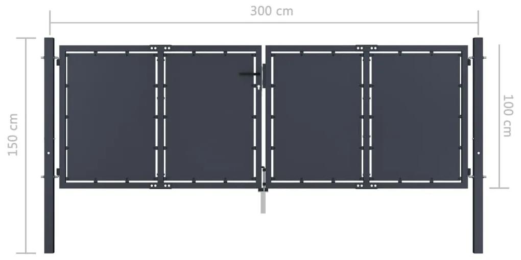 Poarta de gradina, antracit, 300 x 100 cm, otel 300 x 100 cm