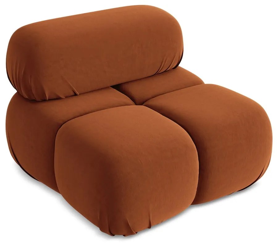 Modul pentru canapea modulară portocaliu cu tapițerie din catifea (de mijloc) Lokua – Makamii