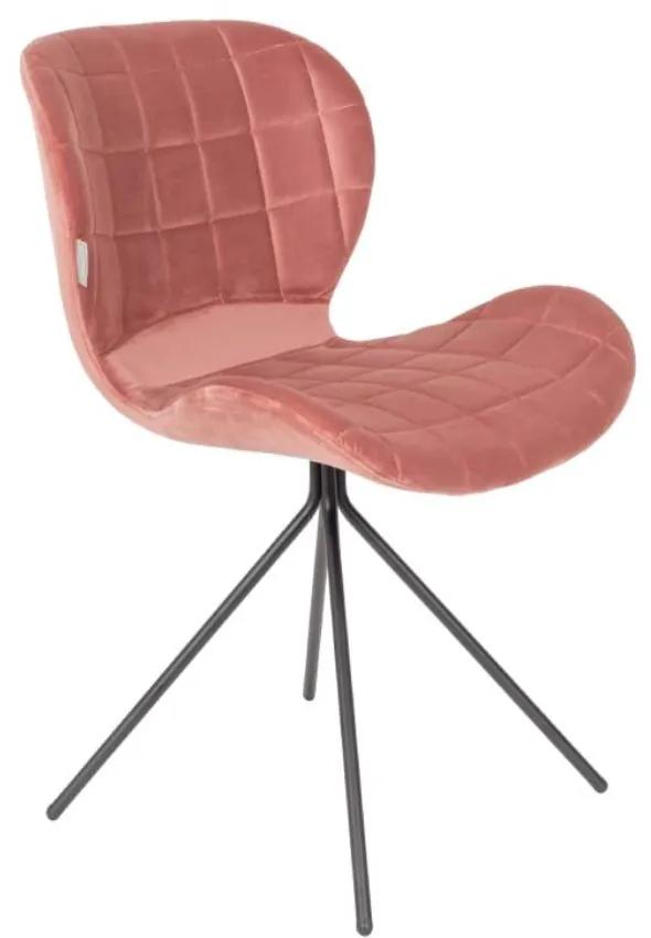 Set 2 scaune dining catifea roz pudrat OMG