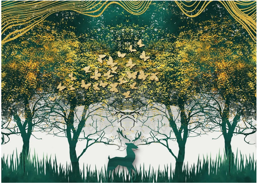 Tablou - Căprioare în pădurea verde (70x50 cm)