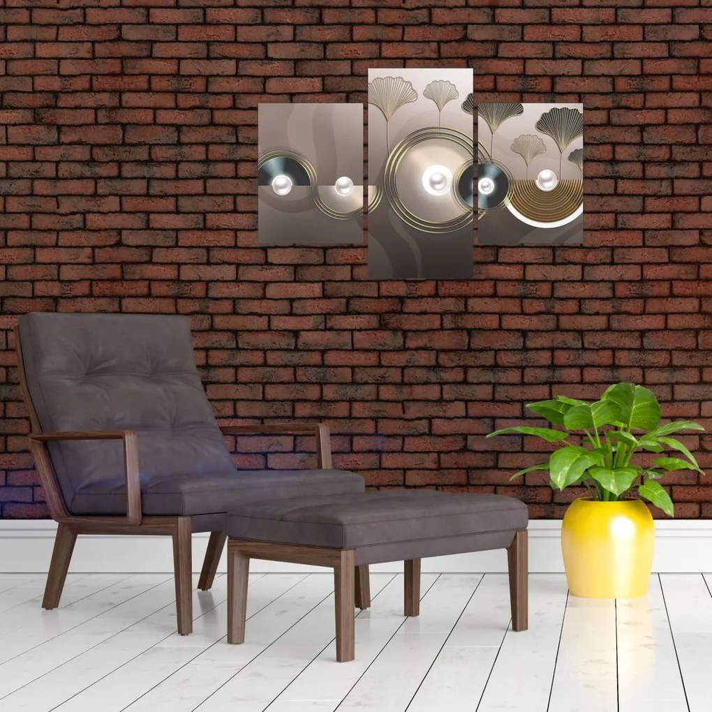 Tablou - Abstract maro-auriu (90x60 cm)