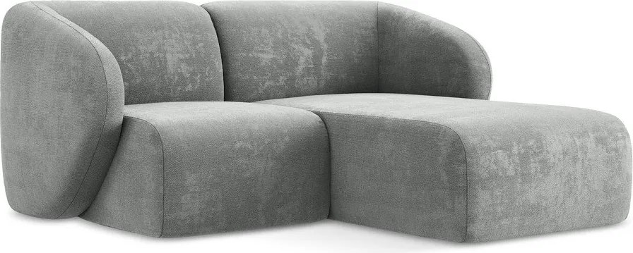 Colțar gri cu tapițerie din chenille (cu colț pe partea dreaptă/cu șezlong) Lani – Makamii