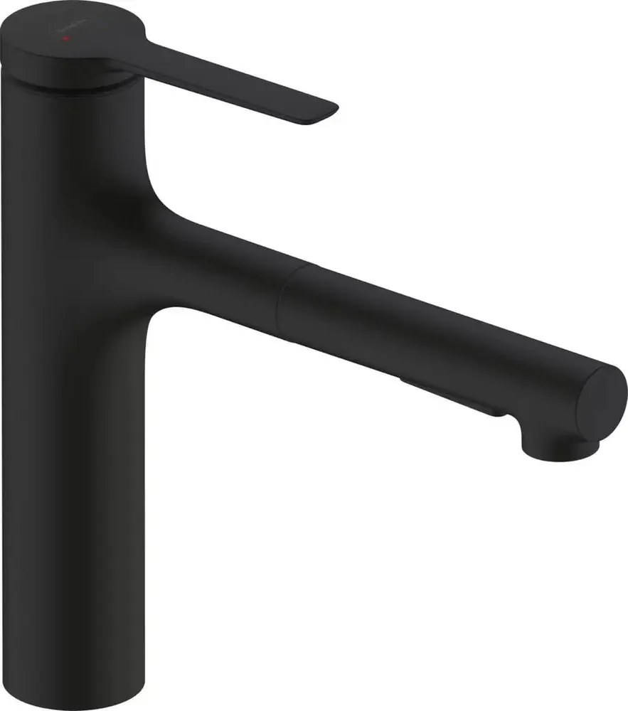 Baterie bucatarie cu dus extractibil negru mat Hansgrohe Zesis M33 160 sBox cu 2 jeturi