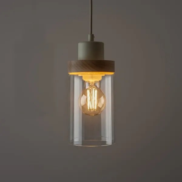 Lustră suspendată pe cablu WOODNEST 1xE27/15W/230V pin/crem