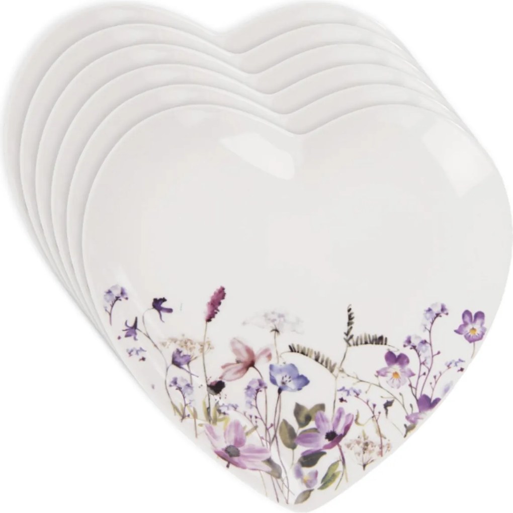 Orion Set of 6 dessert plates, heart-shaped LOUKA17 cm