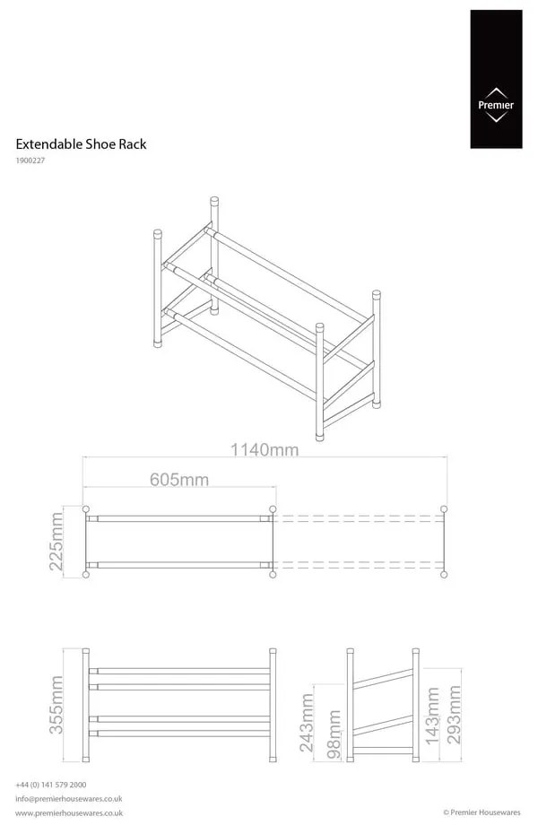 Pantofar argintiu telescopic din metal – Premier Housewares