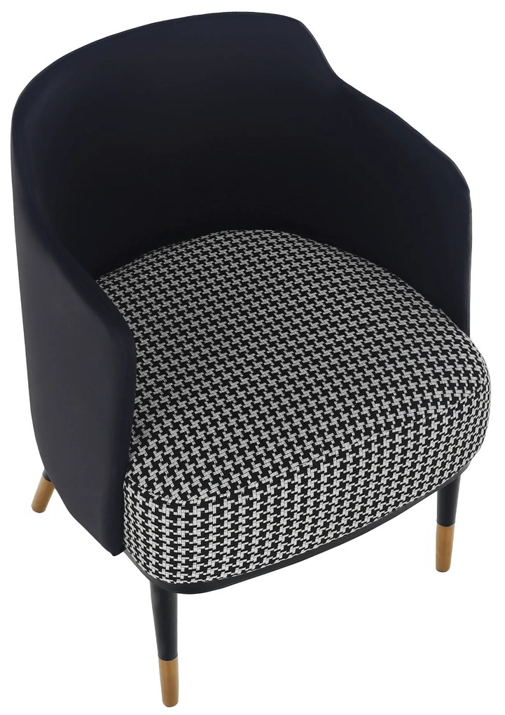 Fotoliu design, model alb-negru/ piele ecologică albastru închis, EMREN